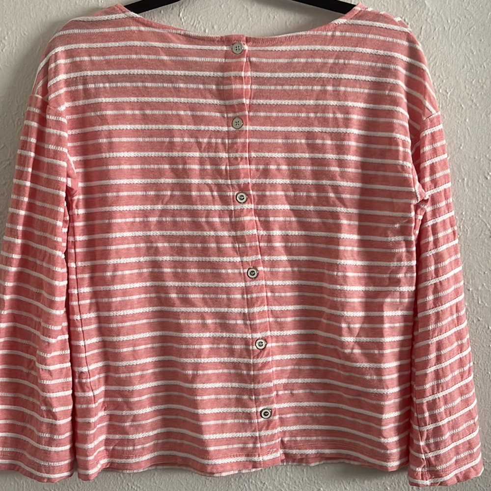 Pink long sleeve top with white stripes - Picture 3 of 4